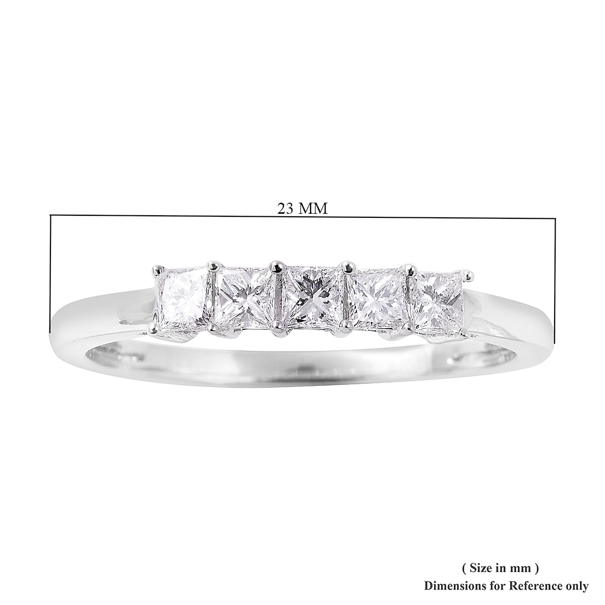 RHAPSODY 950 Platinum IGI Certified Diamond (Sqr) ( VS-E-F) Five Stone Ring 0.50 Ct.