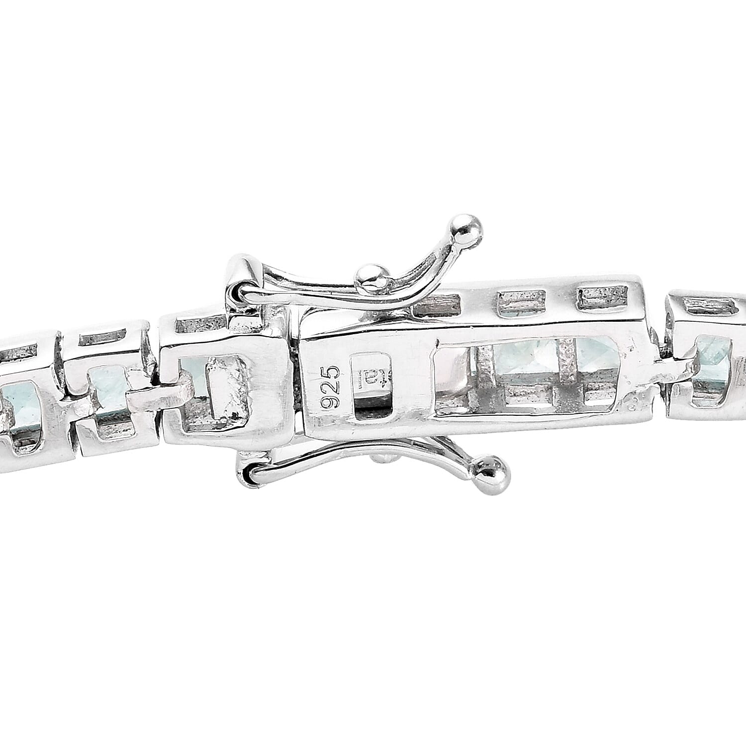 Grandidierite (Princess Cut) Tennis Bracelet (Size 8) in Platinum Overlay Sterling Silver 8.50 Ct, Silver wt 11.60 Gms