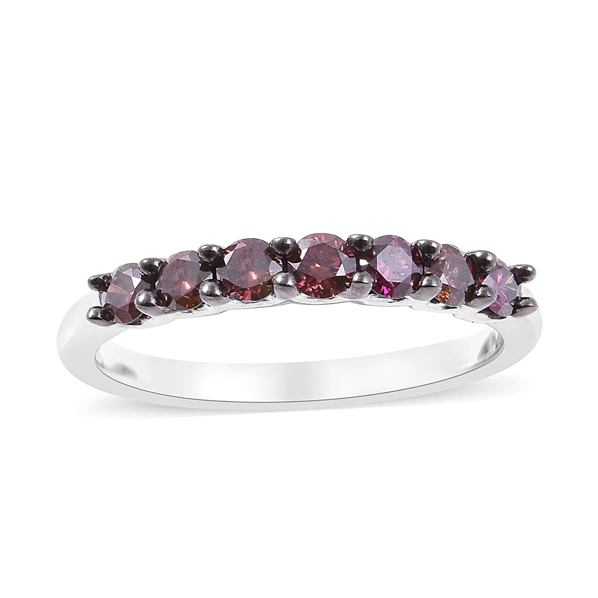 9K White Gold Purple Diamond (Rnd) Seven Stone Ring 0.500 Ct.