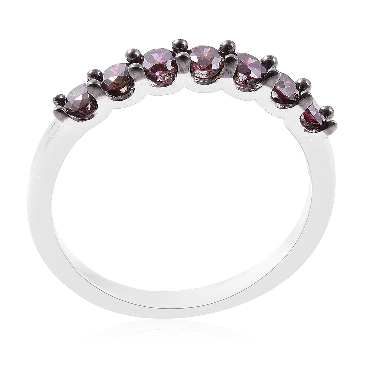 9K White Gold Purple Diamond (Rnd) Seven Stone Ring 0.500 Ct.