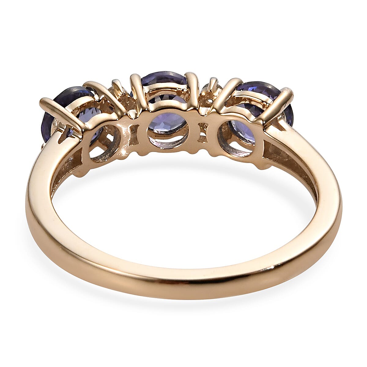 9K Yellow Gold AA Tanzanite (Rnd), Natural Cambodian Zircon Ring 1.20 Ct.