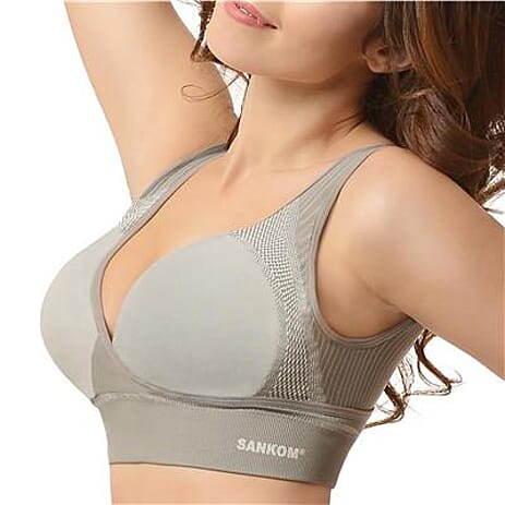 SANKOM SWITZERLAND Bamboo Bra For Back Support - Grey (Size XXXL Size 24-26)