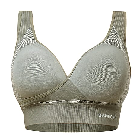 SANKOM SWITZERLAND Bamboo Bra For Back Support - Grey (Size XXXL Size 24-26)