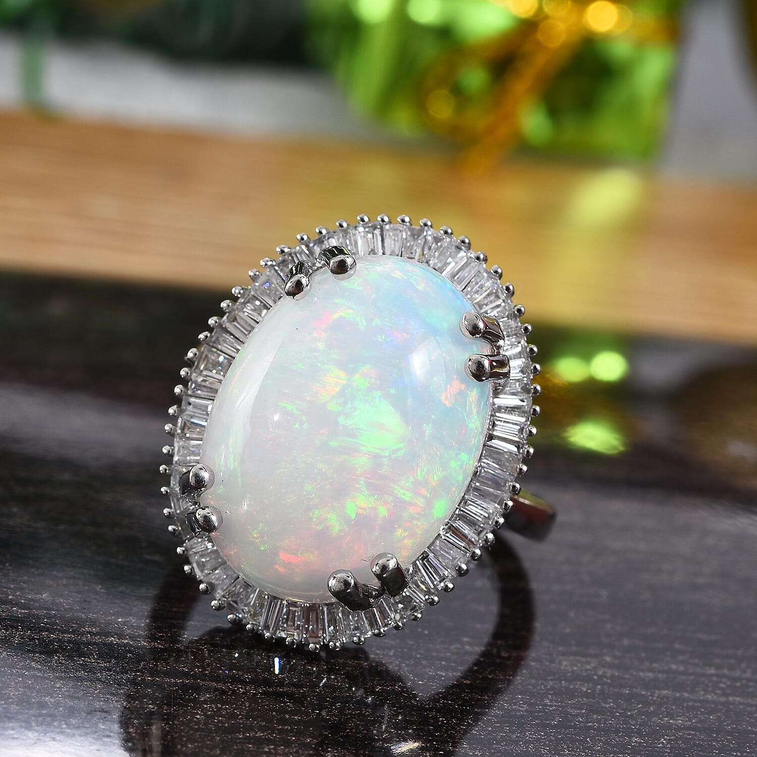 RHAPSODY 950 Platinum Ethiopian Welo Opal and Diamond Ring  9.35 Ct.