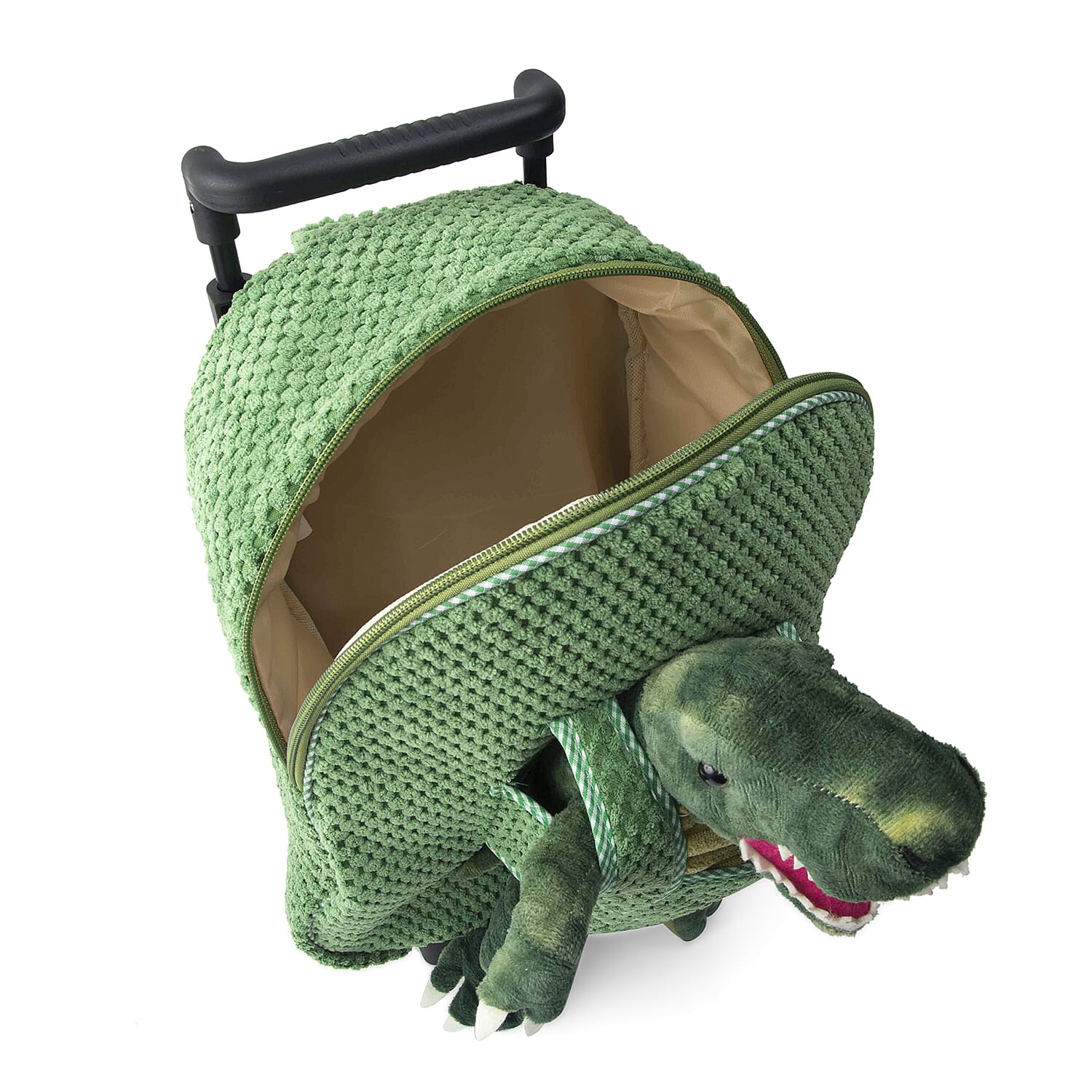 Plush Convertable Dinosaur Backpack with Trolley and Detachable Cuddly Toy (12 Inches) - Dinosaur