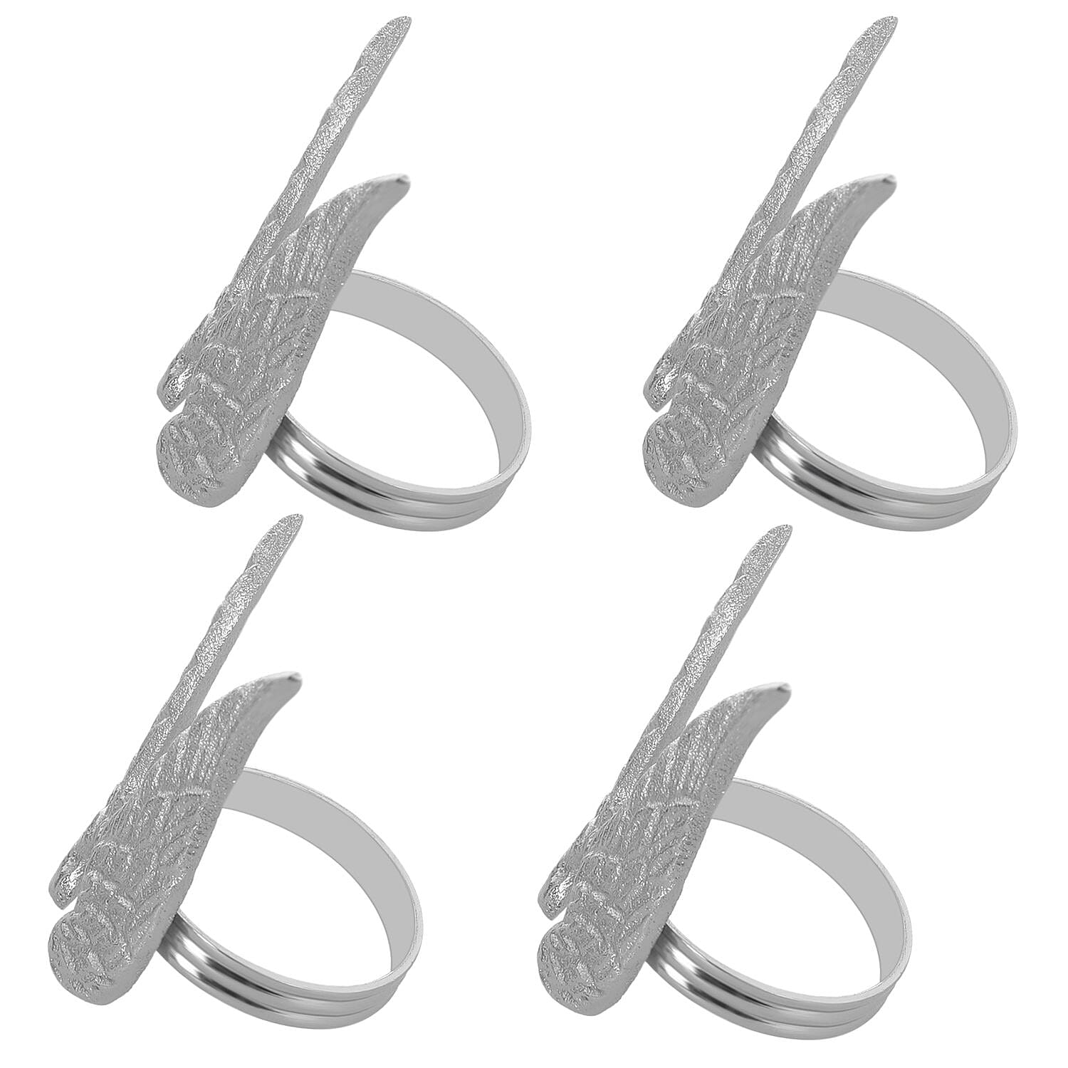 Set of 4 - Angel Wings Cast Aluminum Napkin Ring with Gift Box