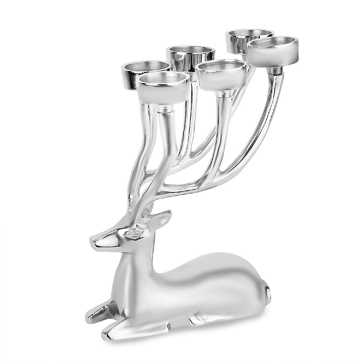 Sitting Reindeer with Six Tea Light Candle Holder made with cast Aluminum (Size 24x17 Cm)