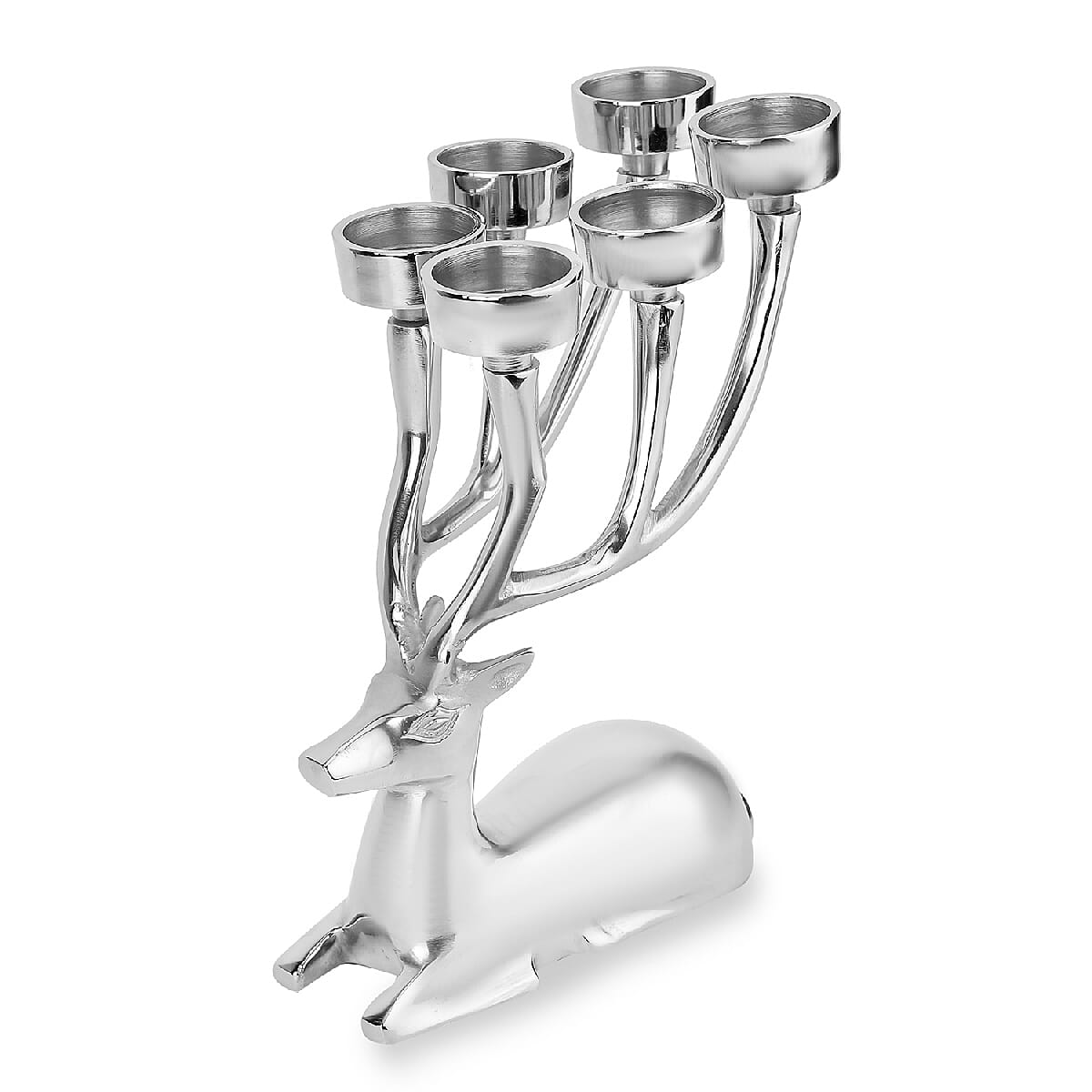 Sitting Reindeer with Six Tea Light Candle Holder made with cast Aluminum (Size 24x17 Cm)