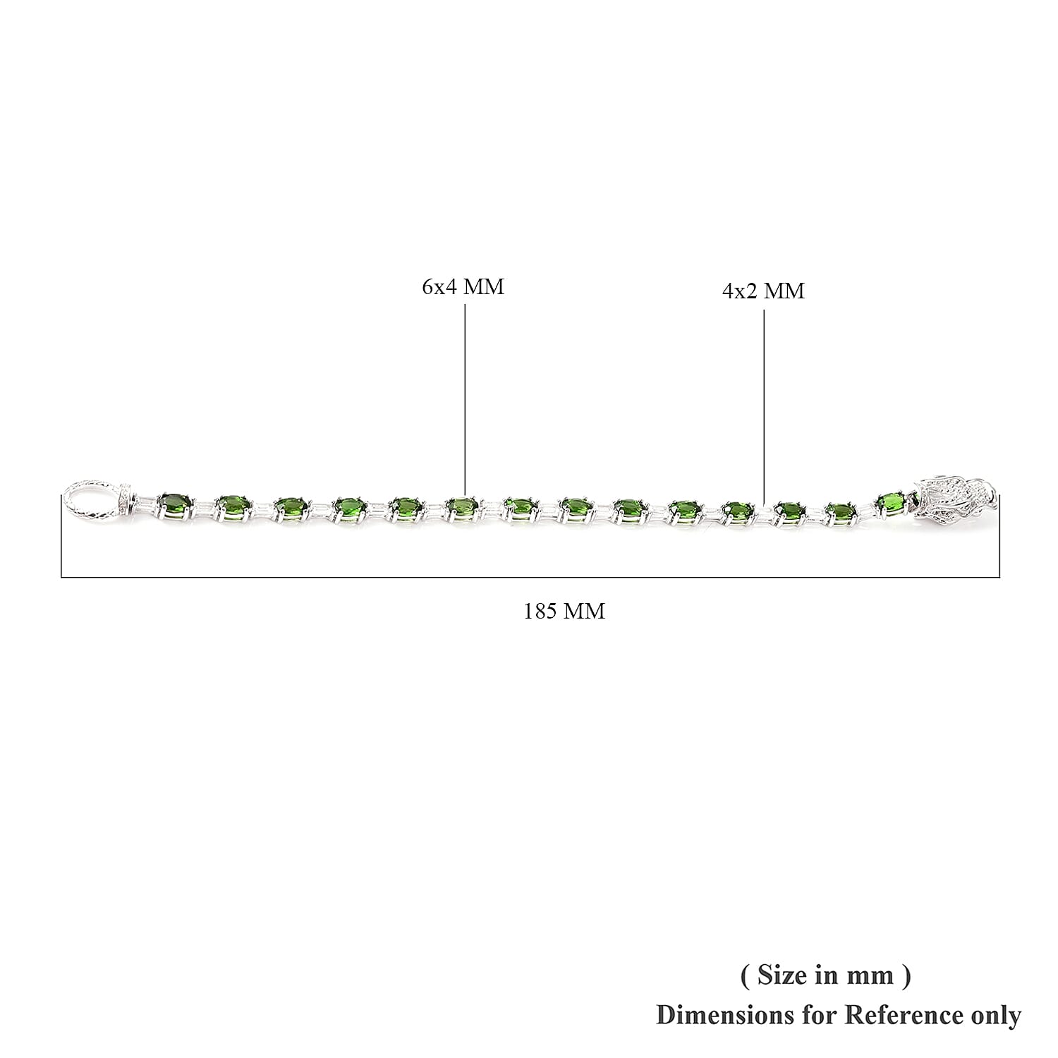 Chrome Diopside (Ovl), White Topaz  Dragon Head Bracelet (Size 7) in Rhodium Overlay Sterling Silver 9.02 Ct, Silver wt 10.00 Gms
