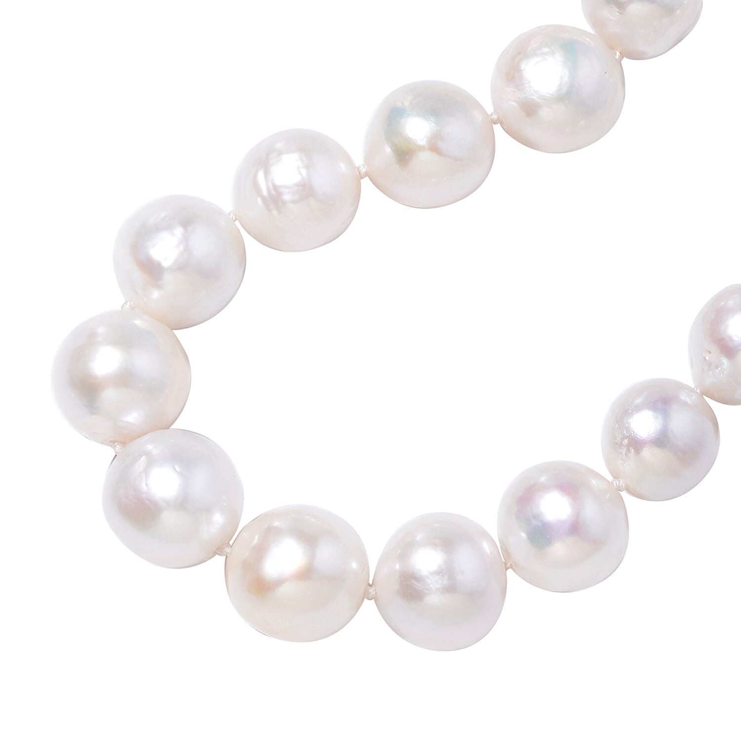 White Organic Edison Pearl Necklace (Size 20) with Magnetic Clasp in Rhodium Overlay Sterling Silver