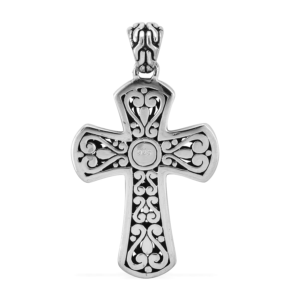 Bali Legacy Collection - Sterling Silver Filigree Cross Pendant, Silver wt 10.00 Gms