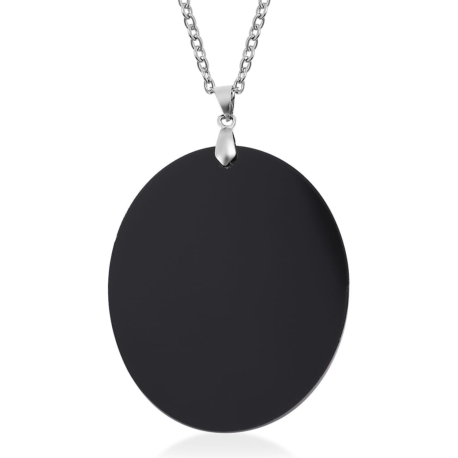 Cameo (Ovl), Abalone Shell Pendant with Chain (Size 24) in Stainless Steel