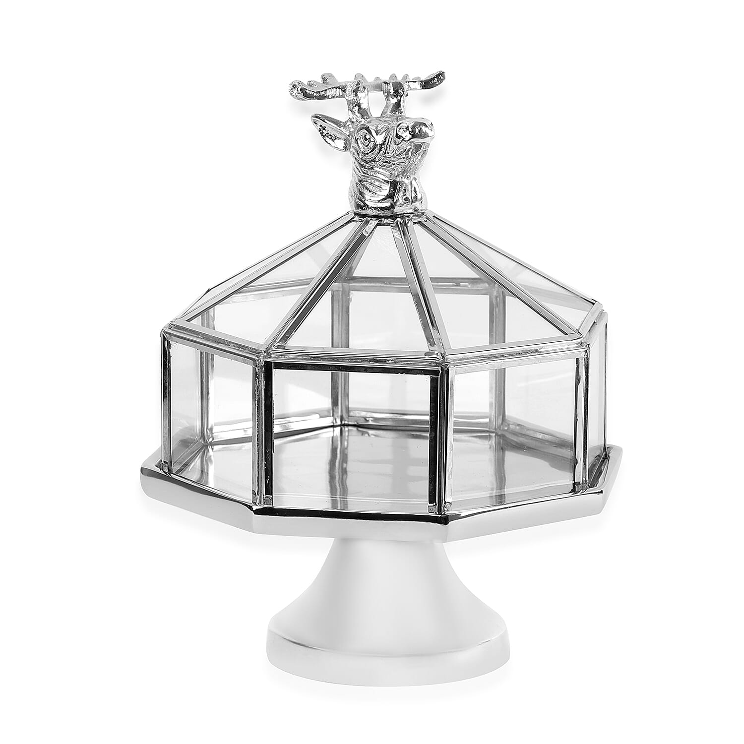 Cake Stand with Glass Lid and Moose Handle (Size 20x24x24 Cm)