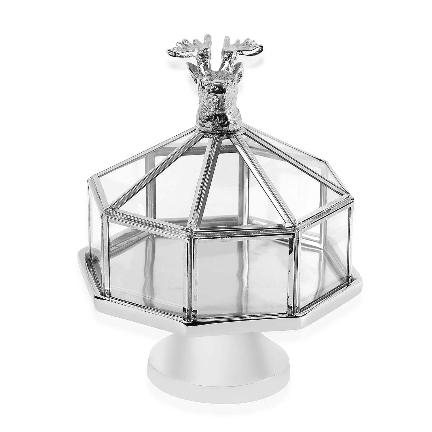 Cake Stand with Glass Lid and Moose Handle (Size 20x24x24 Cm)