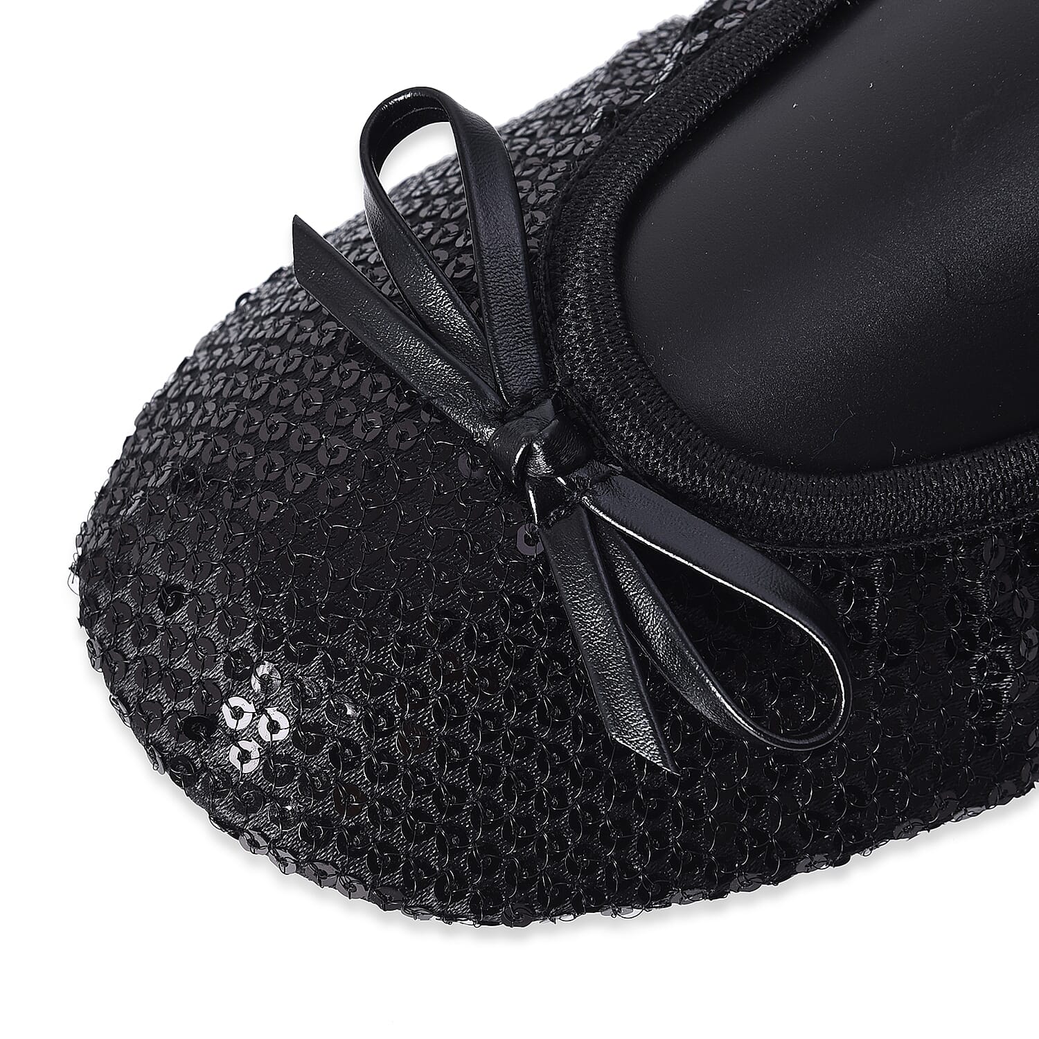 Set of 2 - Foldable Flat Ballet Shoe Each with Zipper Storage Pouch (UK 3-4) - Black and Metallic Silver