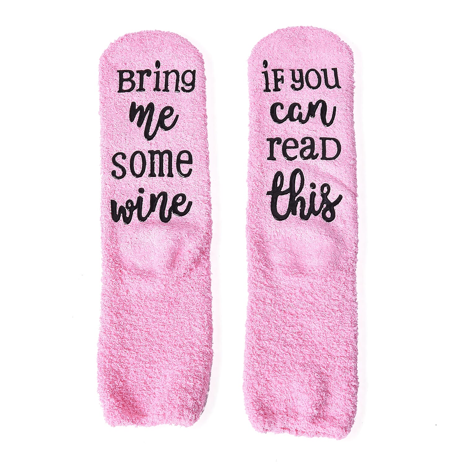 Set of 2 - Chocolate and Gin Quote Socks with Cupcake Gift Packaging (Size 8x33 Cm) - Cream and Pink