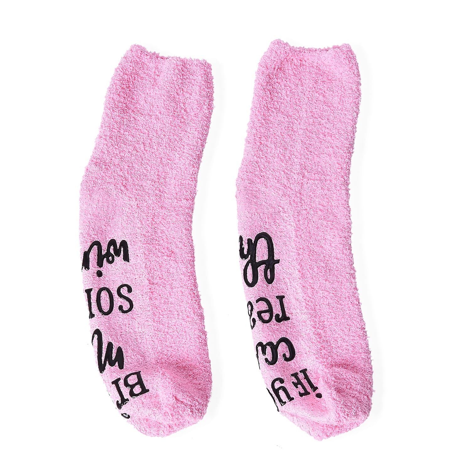 Set of 2 - Chocolate and Gin Quote Socks with Cupcake Gift Packaging (Size 8x33 Cm) - Cream and Pink