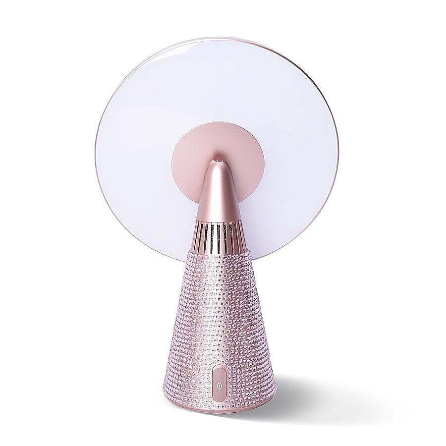 3-in-1 Lighted Makeup Mirror with Bluetooth Speaker, Removable Magnifying Mirror and Table Lamp in 3 Colour LED Lights - Rose Pink