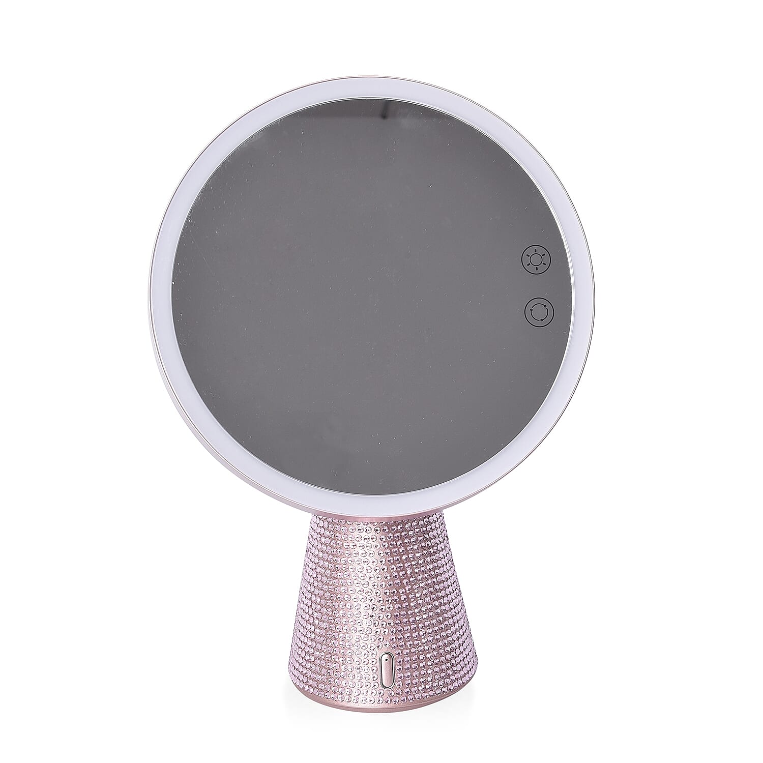 3-in-1 Lighted Makeup Mirror with Bluetooth Speaker, Removable Magnifying Mirror and Table Lamp in 3 Colour LED Lights - Rose Pink