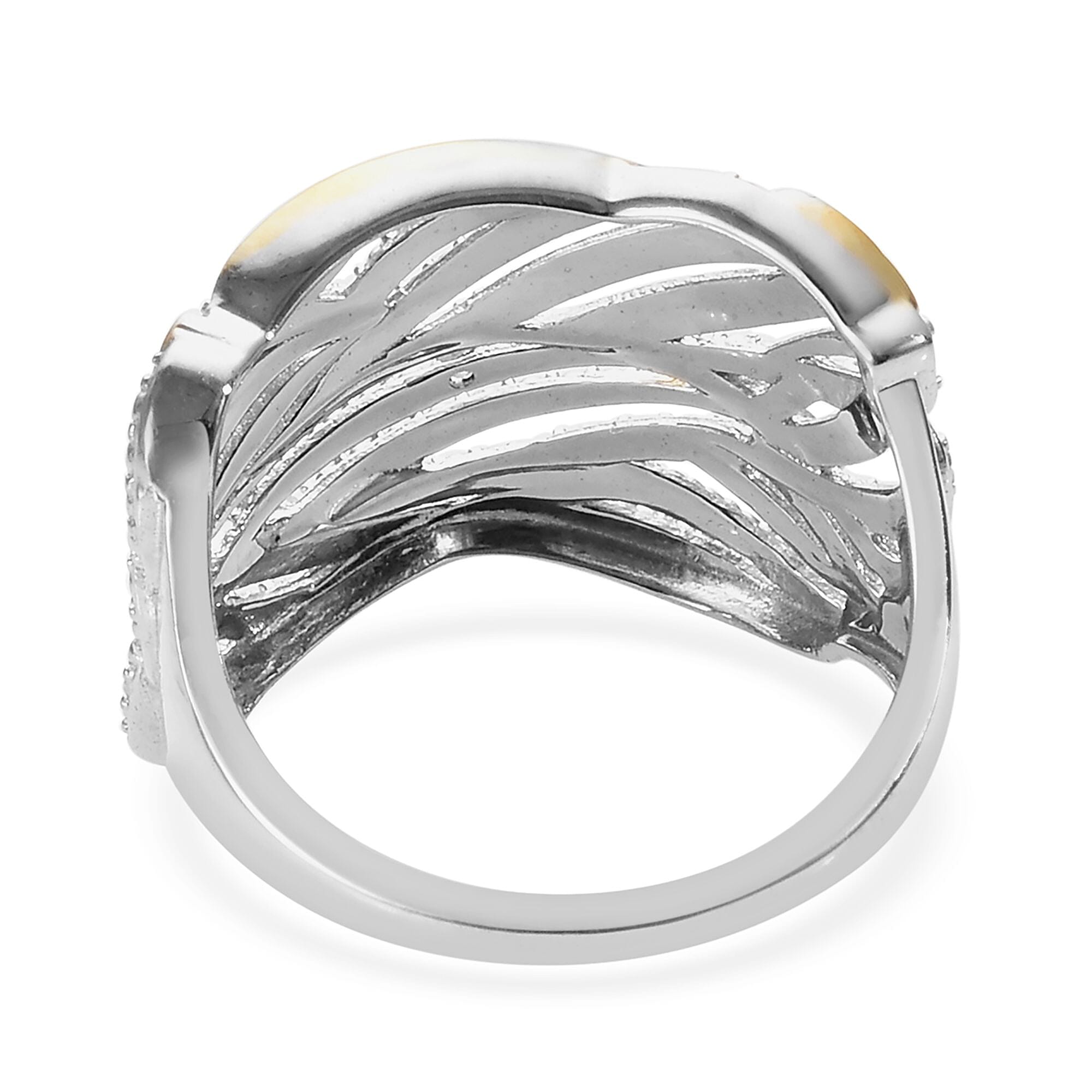 Diamond Criss-Cross Ring in 18K Vermeil Yellow Gold Plated and Platinum Overlay Sterling Silver