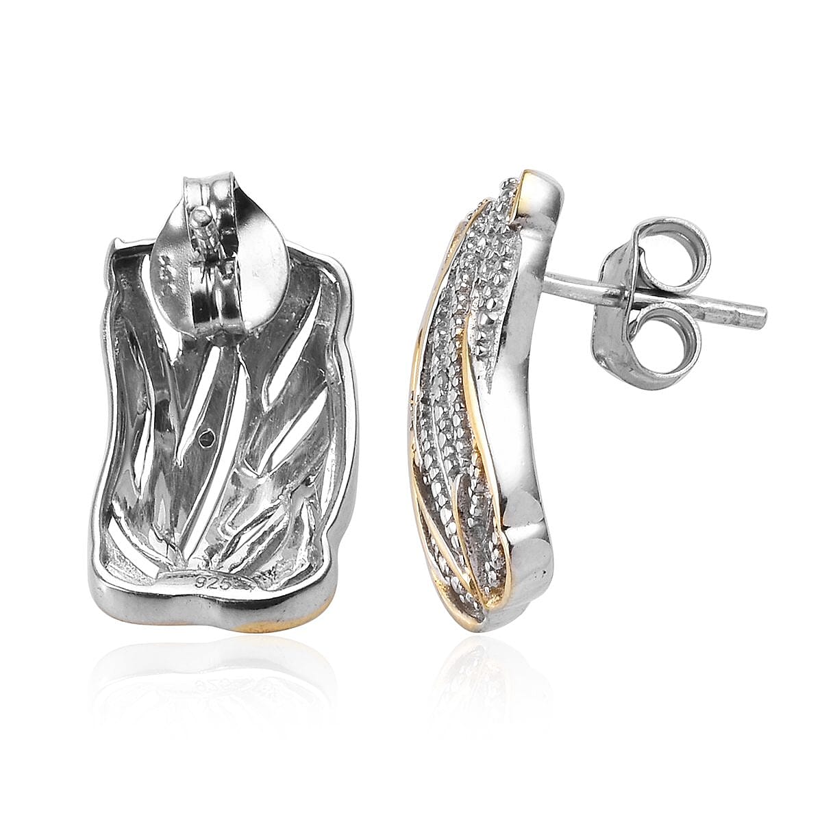 Diamond Criss-Cross Earrings in 18K Yellow Gold Vermeil and Platinum Plated Sterling Silver Diamond Criss-Cross Earrings in 18K Yellow Gold Vermeil and Platinum Plated Sterling Silver
