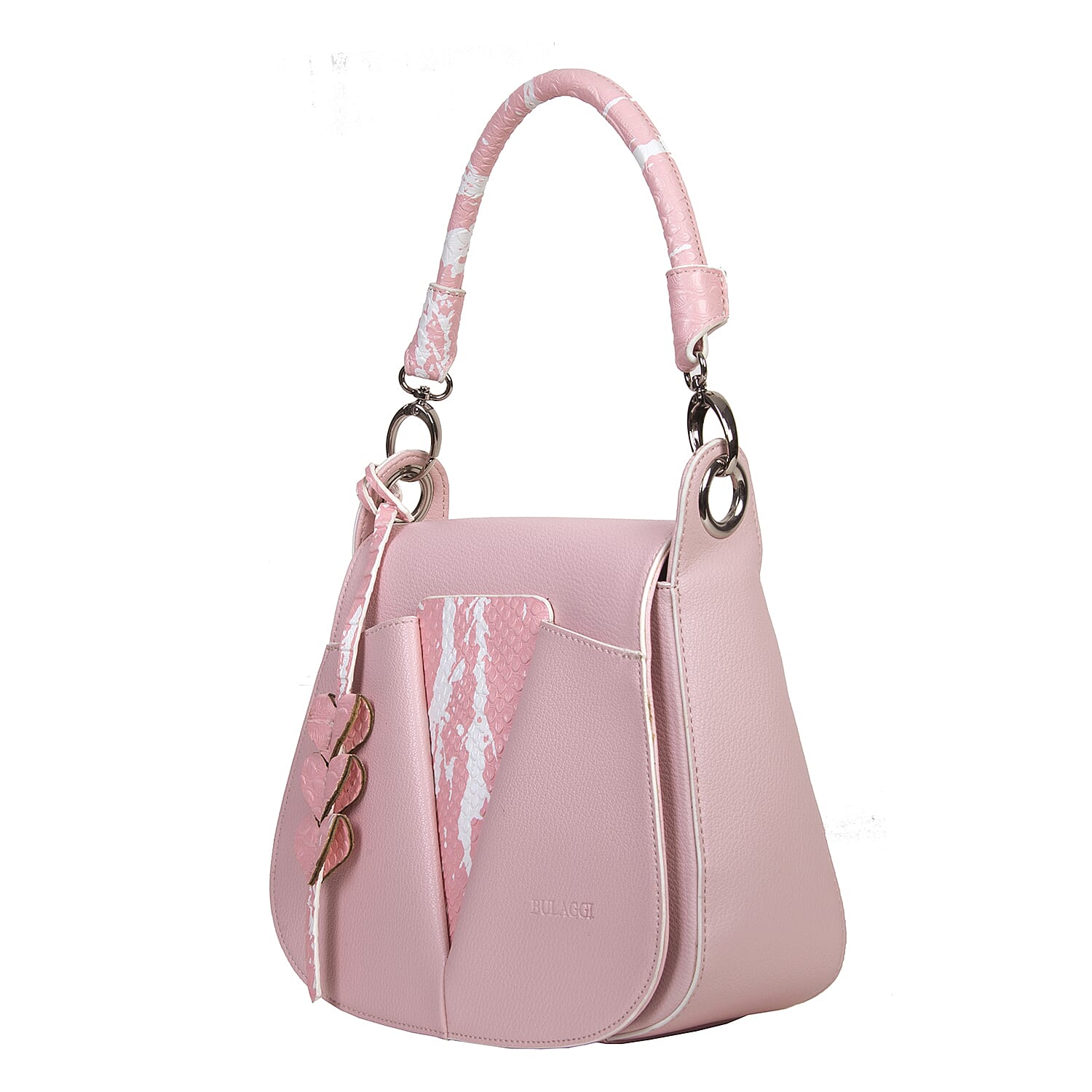 Bulaggi Collection - Caitlyn - Croco Print Saddle Bag with Adjustable and Removable Strap (25x22x09 cm) - Pink