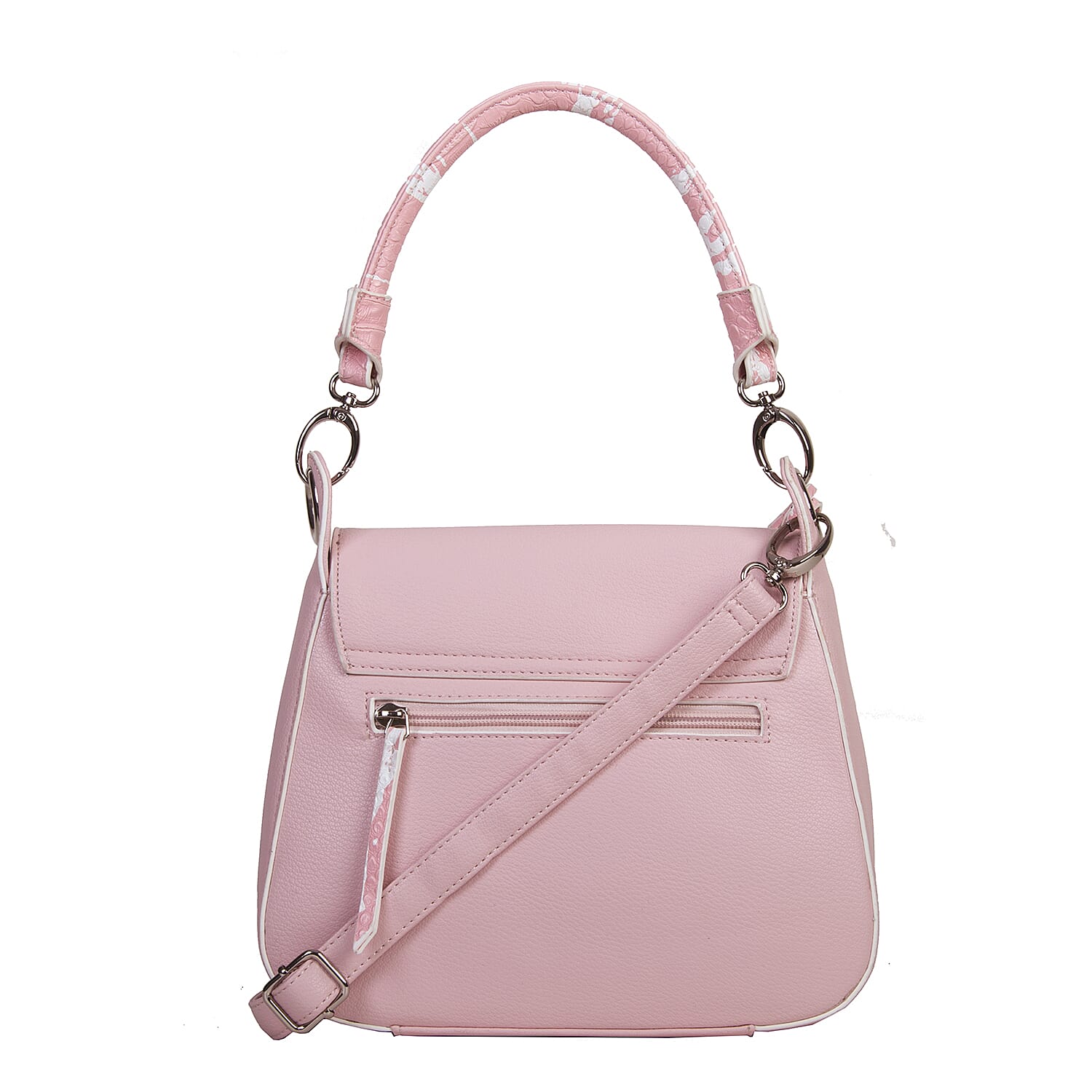 Bulaggi Collection - Caitlyn - Croco Print Saddle Bag with Adjustable and Removable Strap (25x22x09 cm) - Pink