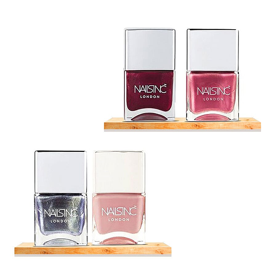 Nails Inc: Paint Your Nails Happy (Racy & Retro - 14ml, Throwing Shapes - 14ml, Full Coverage - 14ml & Crushing Rubies- 14ml)