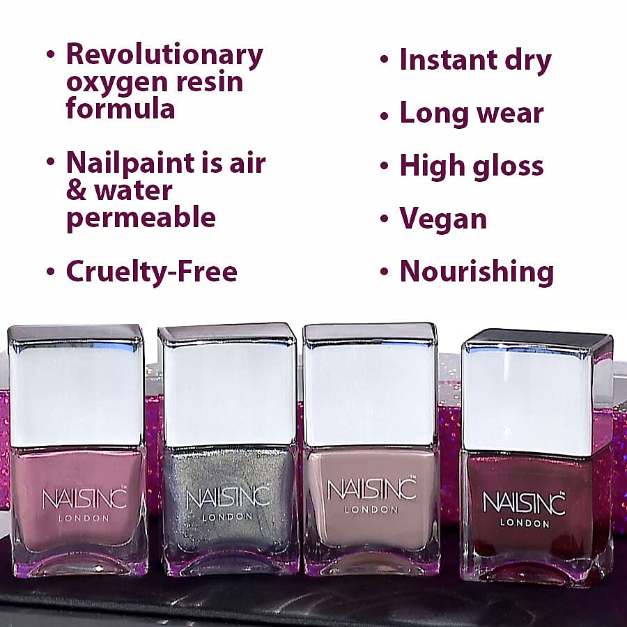 Nails Inc: Paint Your Nails Happy (Racy & Retro - 14ml, Throwing Shapes - 14ml, Full Coverage - 14ml & Crushing Rubies- 14ml)