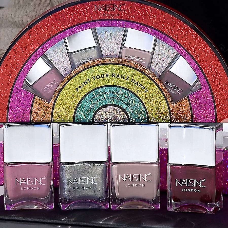 Nails Inc: Paint Your Nails Happy (Racy & Retro - 14ml, Throwing Shapes - 14ml, Full Coverage - 14ml & Crushing Rubies- 14ml)