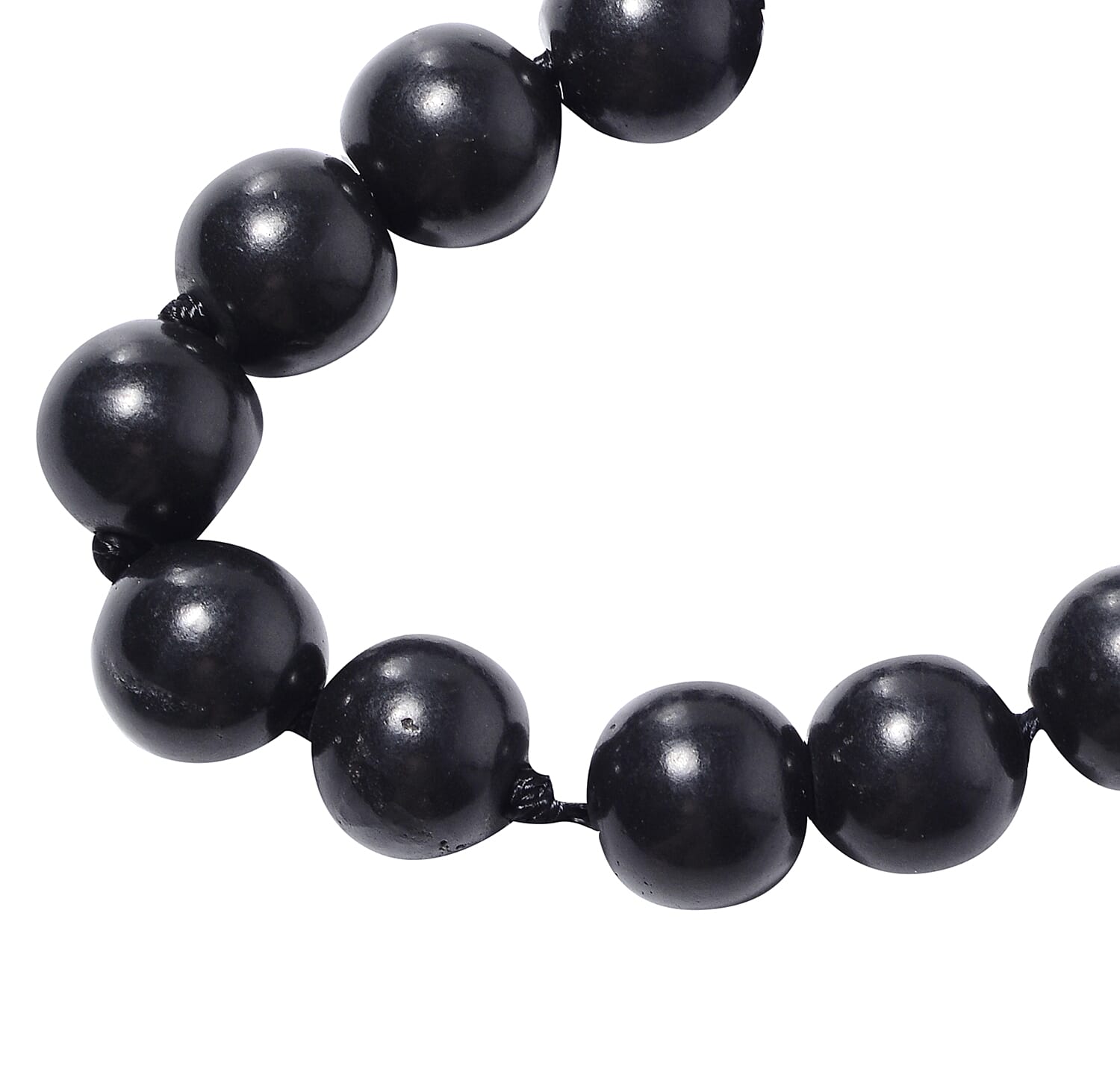 Shungite (Rnd 11-13 mm) Bead Necklace (Size 20) with Magnetic Lock in Sterling Silver 350.00 Ct.