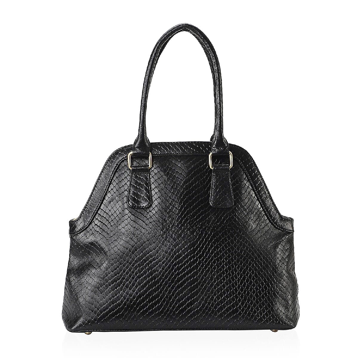 100% Genuine Leather Shoulder Bag with Zipper Closure (Size 35x29x12 Cm) - Black