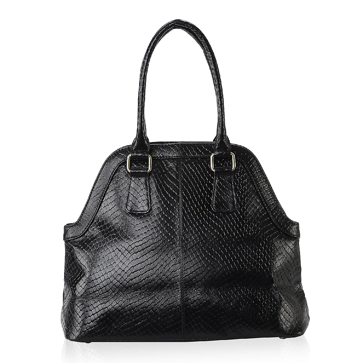 100% Genuine Leather Shoulder Bag with Zipper Closure (Size 35x29x12 Cm) - Black