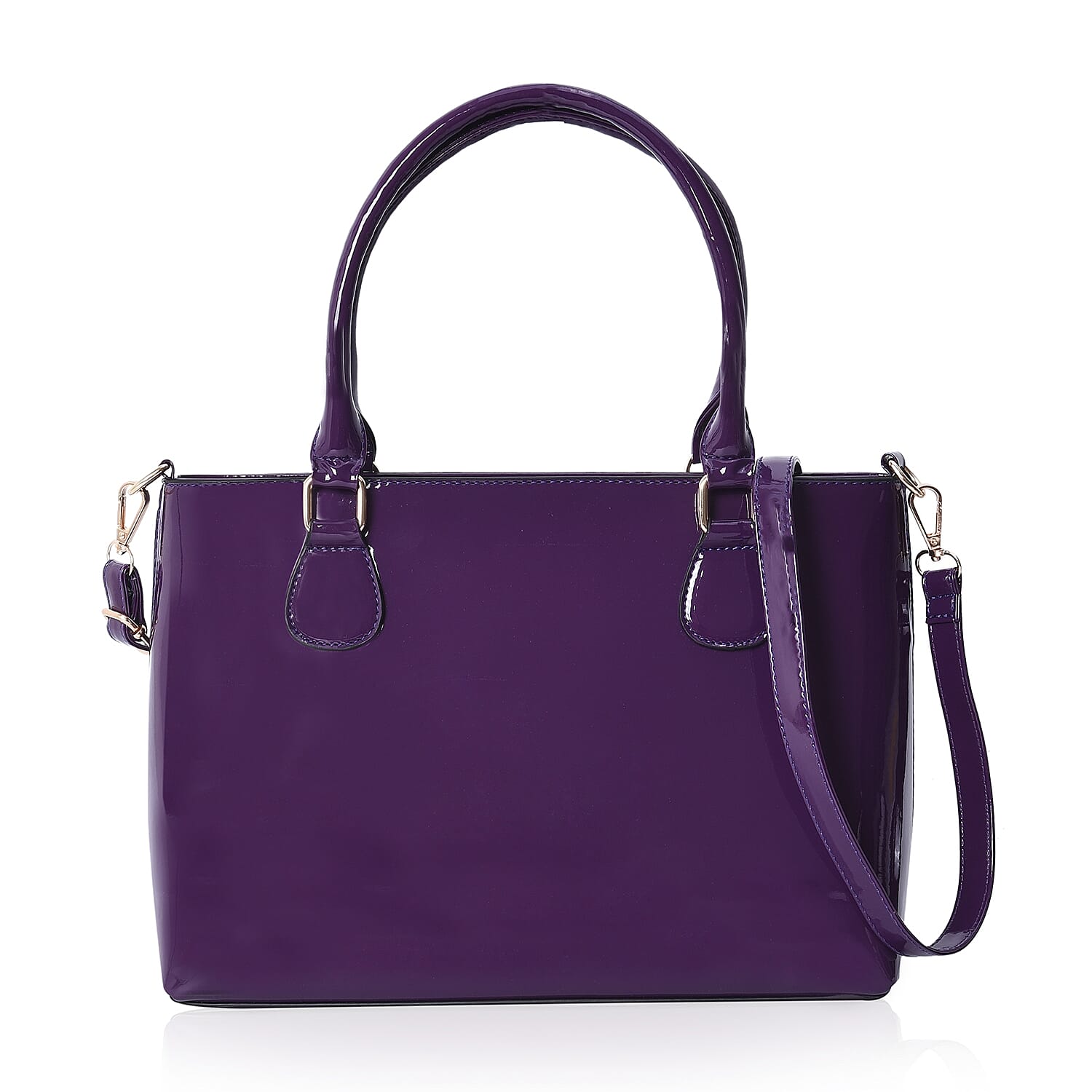 Metallic Cyber Grape Colour Tote Bag with Detachable Shoulder Strap and Zipper Closure (Size 48x24x11.5 Cm)