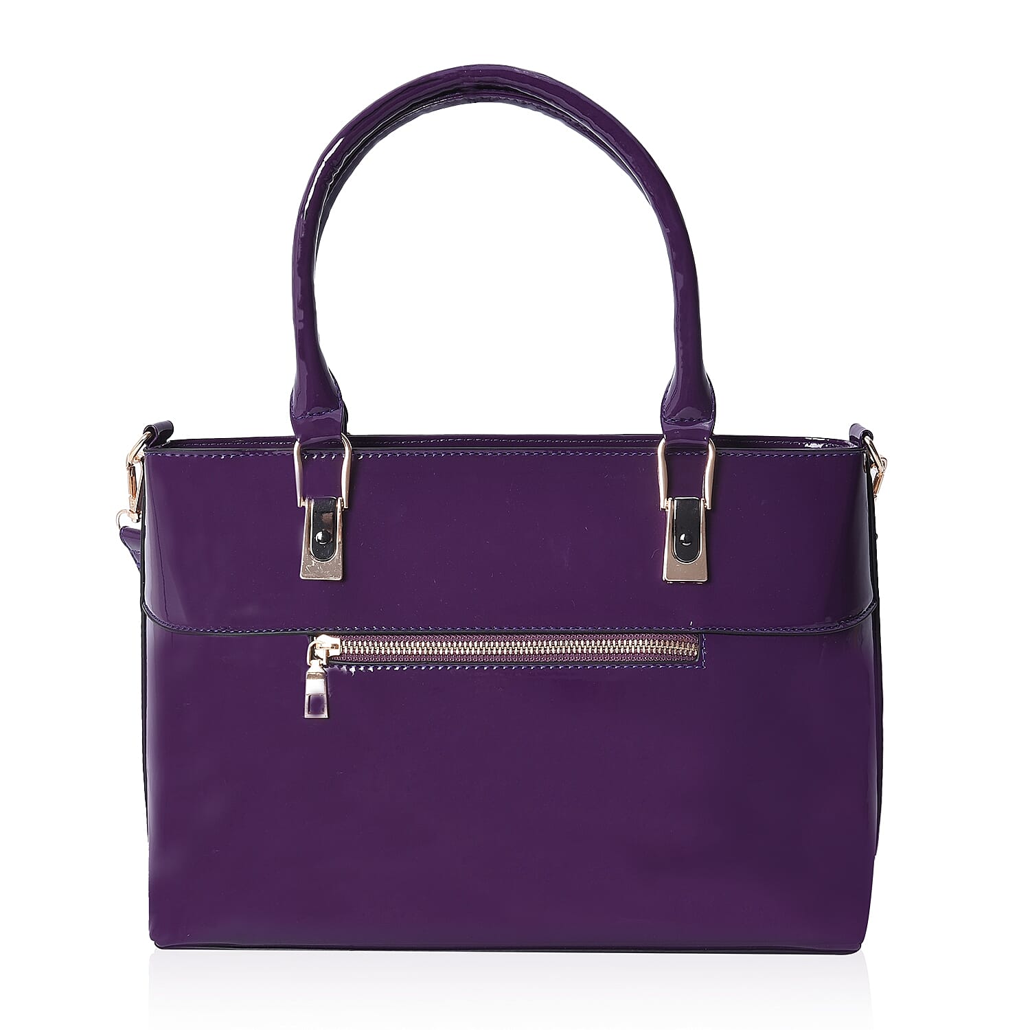 Metallic Cyber Grape Colour Tote Bag with Detachable Shoulder Strap and Zipper Closure (Size 48x24x11.5 Cm)