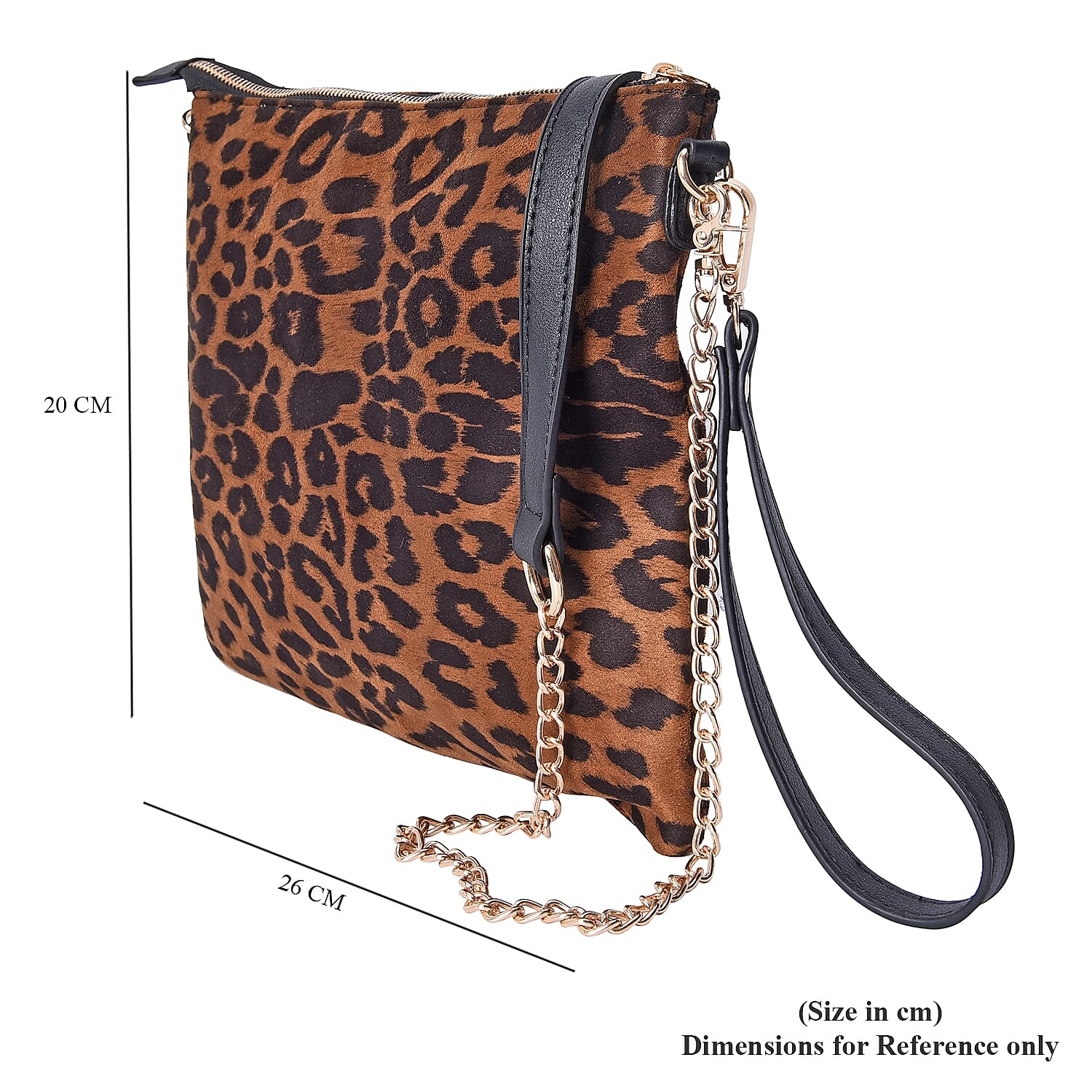 Leopard Pattern Crossbody Bag with Detachable Shoulder Strap (Size 26x20 Cm) - Brown