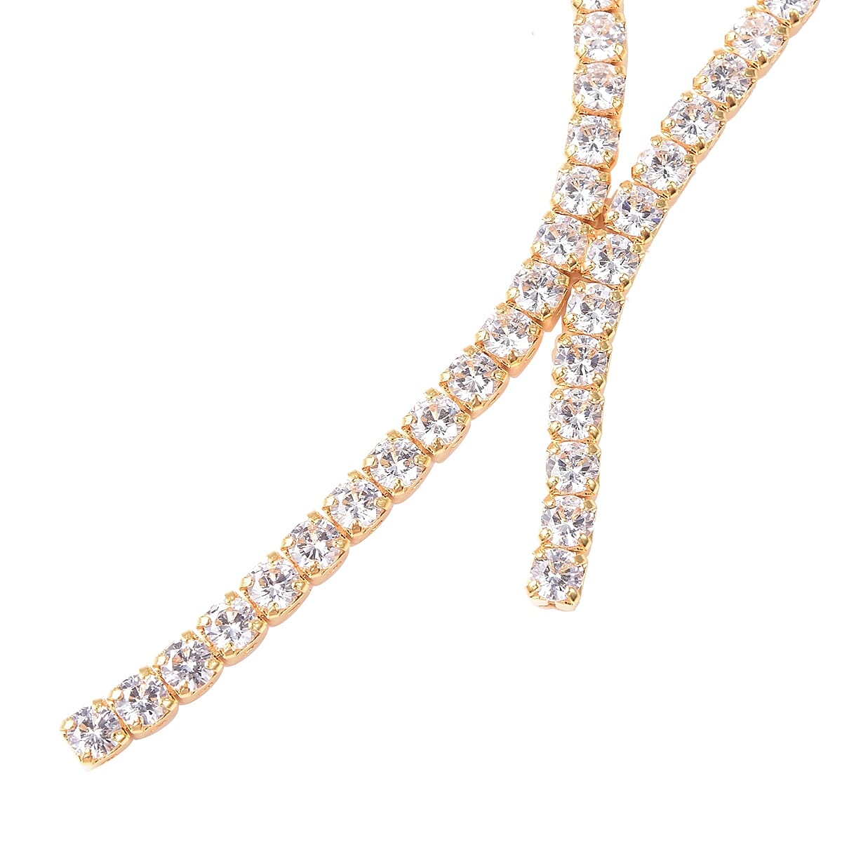 ELANZA AAA Cubic Zirconia (Rnd) Tennis Necklace (Size 18 with 2.5 inch Extender) in Gold Overlay Sterling Silver, Silver wt 12.00 Gms Eq Carat Wt 21.80 Cts