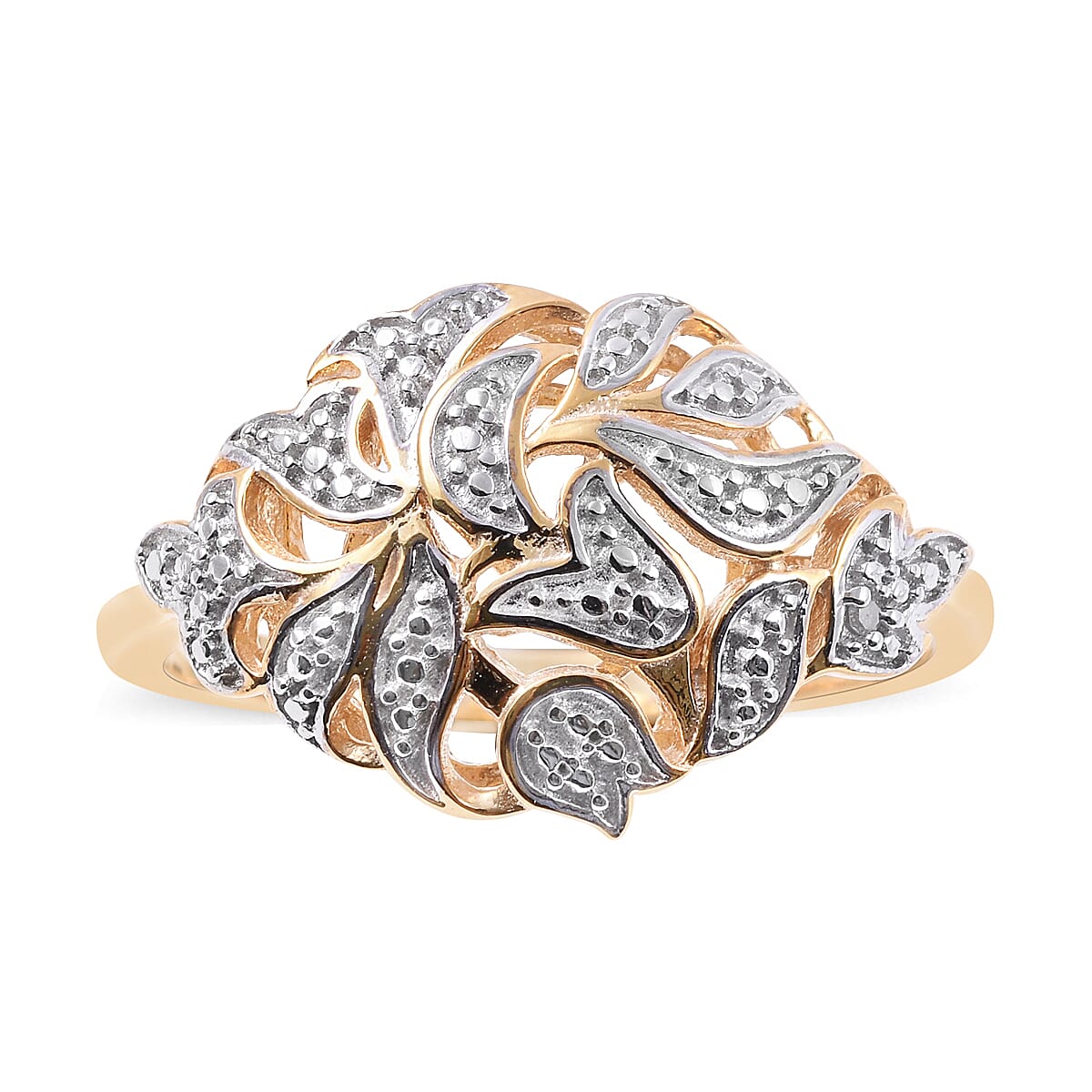 Diamond (Rnd) Ring in 14K Gold Overlay Sterling Silver