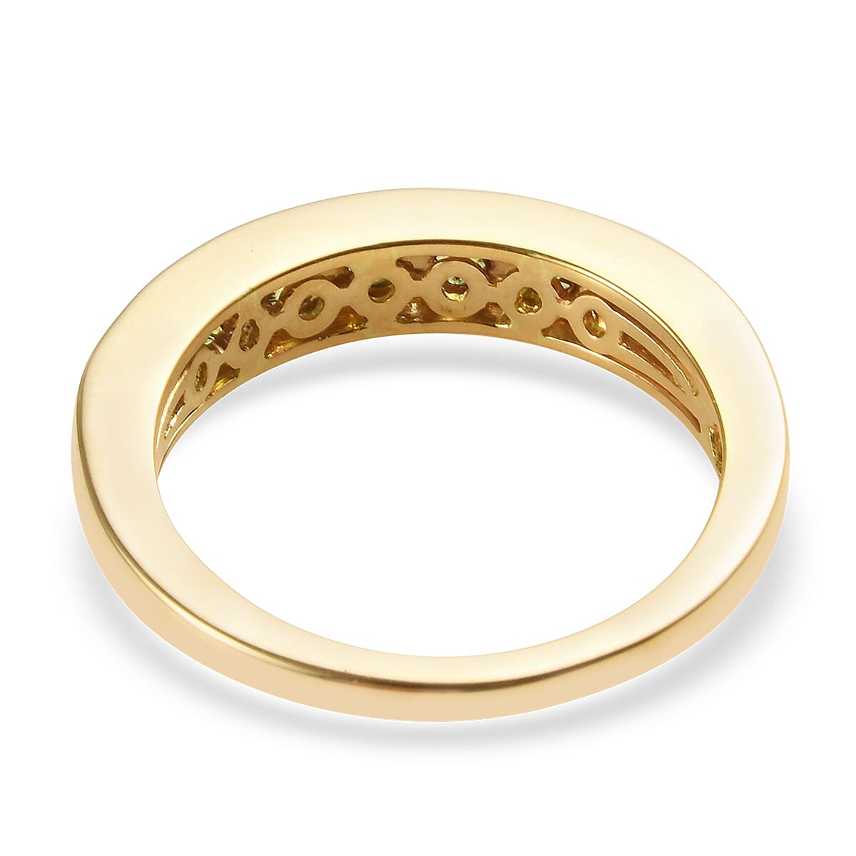 ILIANA 18K Yellow Gold AAA  Demantoid Garnet (Rnd) Half Eternity Band Ring 1.00 Ct.