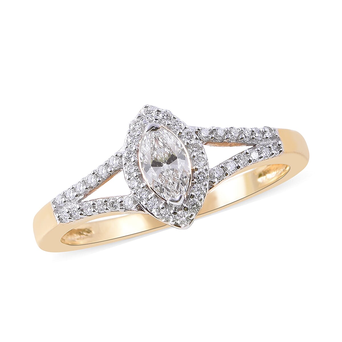 ILIANA 18K Yellow Gold IGI Certified Diamond (Mrq and Rnd) Ring 0.40 Ct.