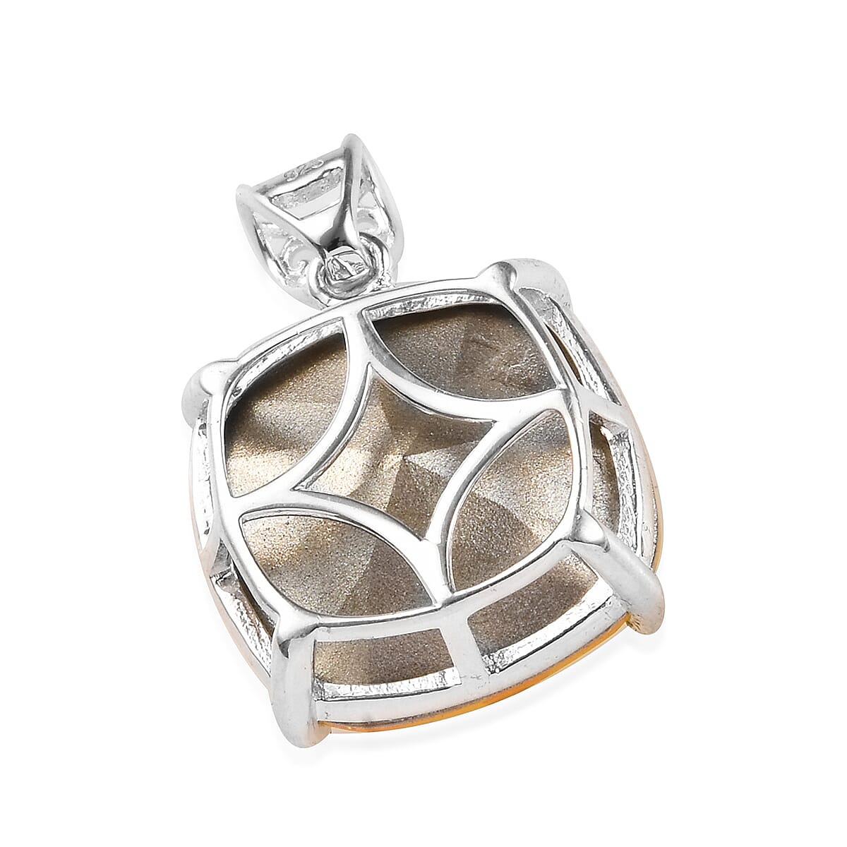 J Francis - Light Colorado Topaz Crystal (Cush) Solitaire Pendant in Sterling Silver