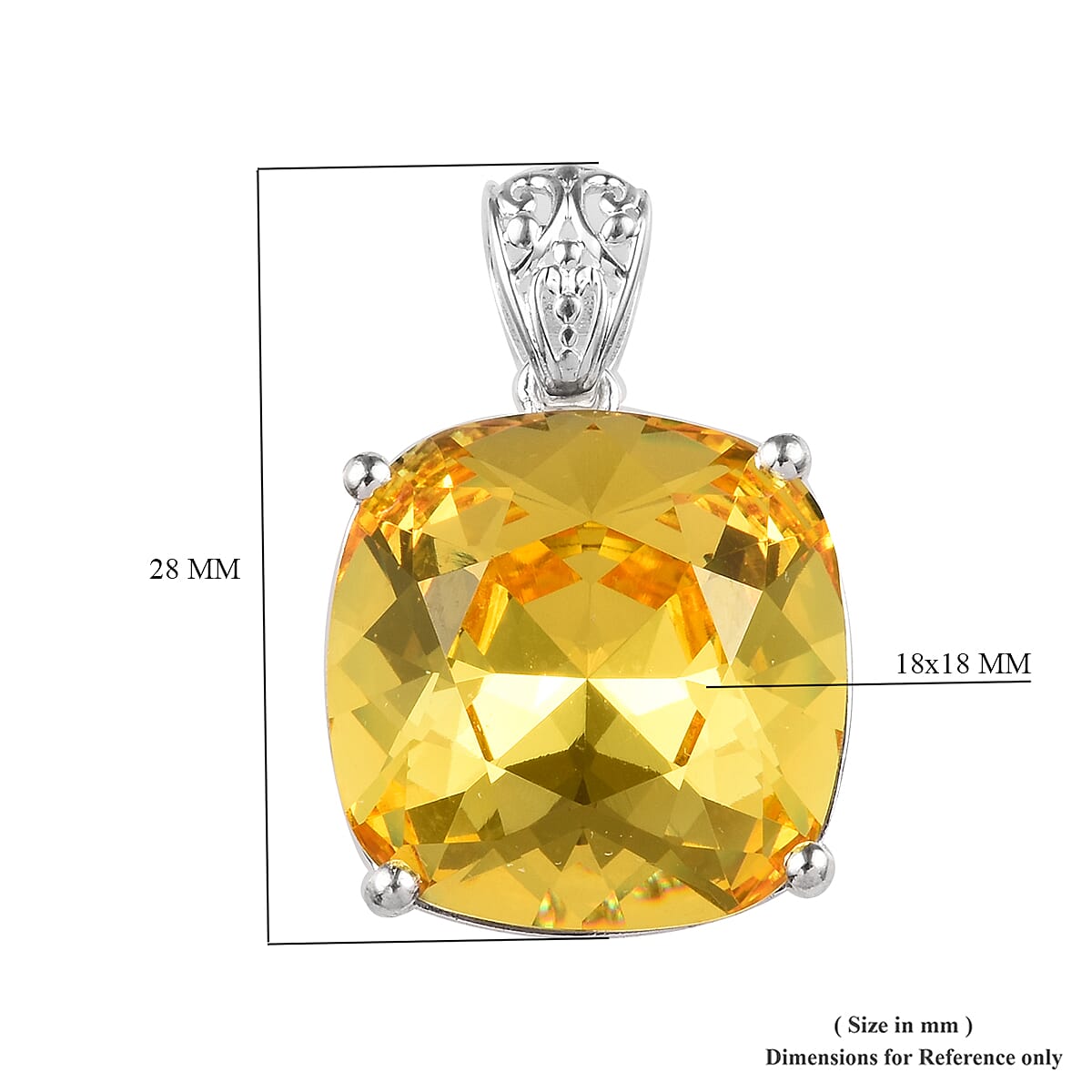 J Francis - Light Colorado Topaz Crystal (Cush) Solitaire Pendant in Sterling Silver