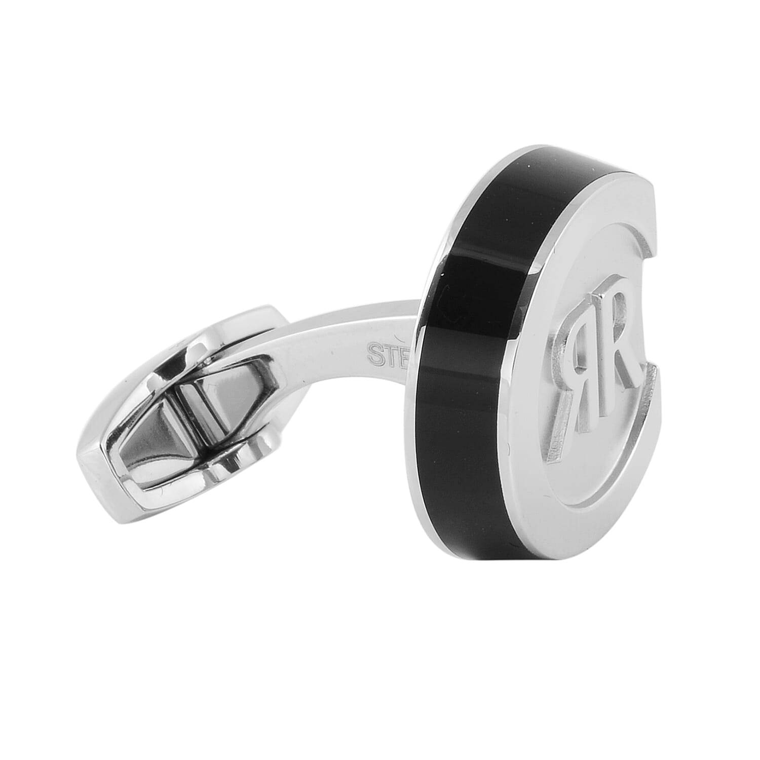 CERRUTI 1881 Cufflink with Black Colour on Side in Stainless Steel