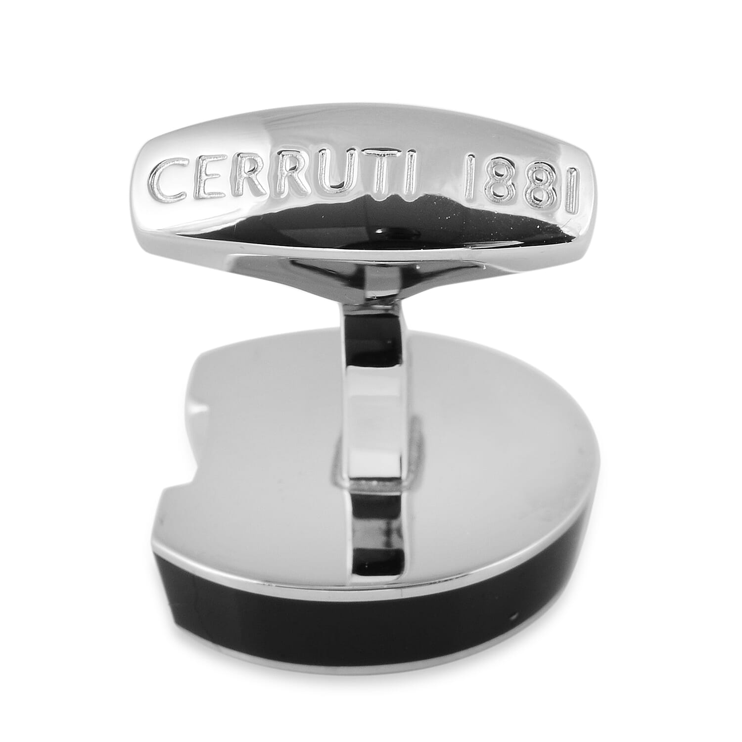 CERRUTI 1881 Cufflink with Black Colour on Side in Stainless Steel