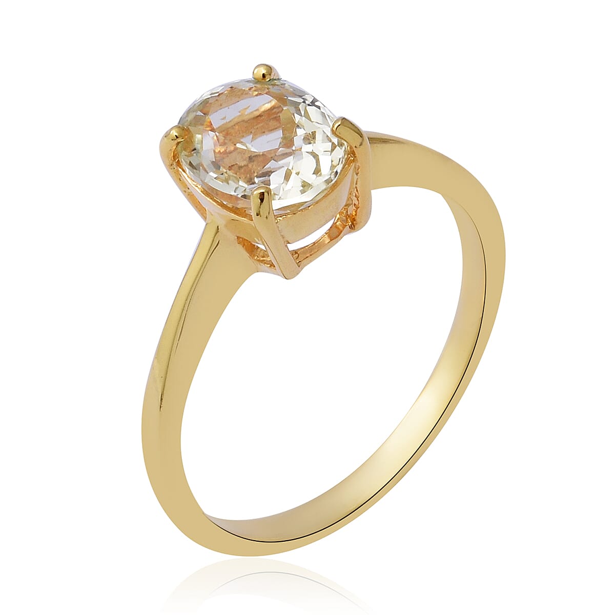 Close Out Deal- Hiddenite (Ovl 9x7 mm) Solitaire Ring in Yellow Gold Overlay Sterling Silver 2.46 Ct.