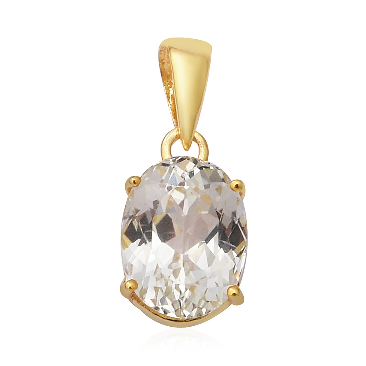Close Out Deal- Hiddenite (Ovl 9x7 mm) Solitaire Pendant in Yellow Gold Overlay Sterling Silver 2.44 Ct.