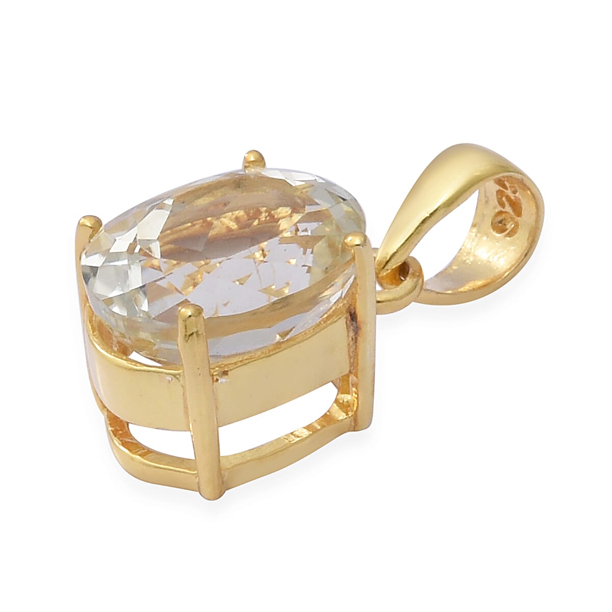 Close Out Deal- Hiddenite (Ovl 9x7 mm) Solitaire Pendant in Yellow Gold Overlay Sterling Silver 2.44 Ct.