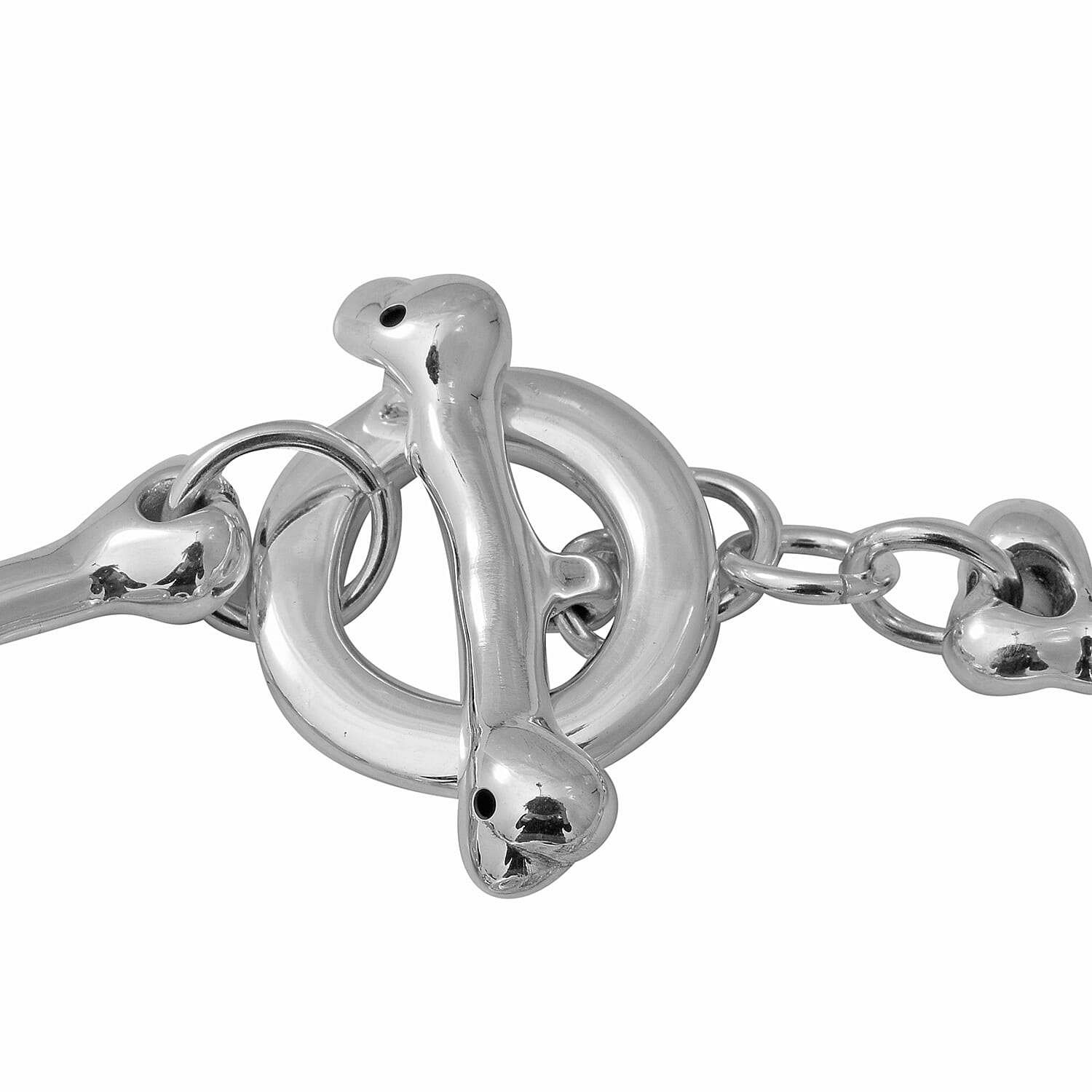 Sterling Silver Skull and Bone Bracelet (Size 7), Silver wt 13.19 Gms