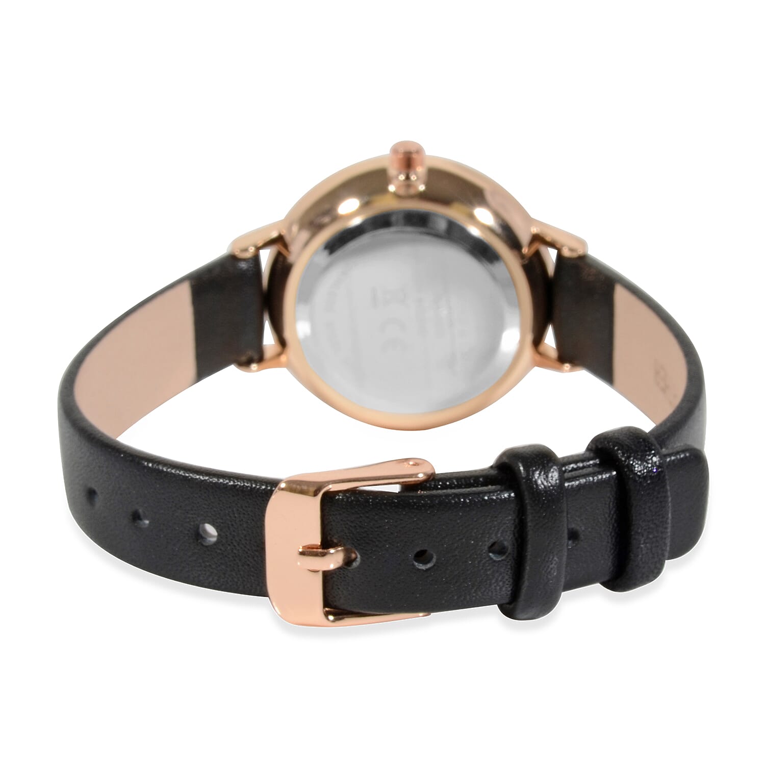 DIAMOND & CO LONDON- Diamond Studded Watch wth Genuine Leather Strap - Rose Gold Tone