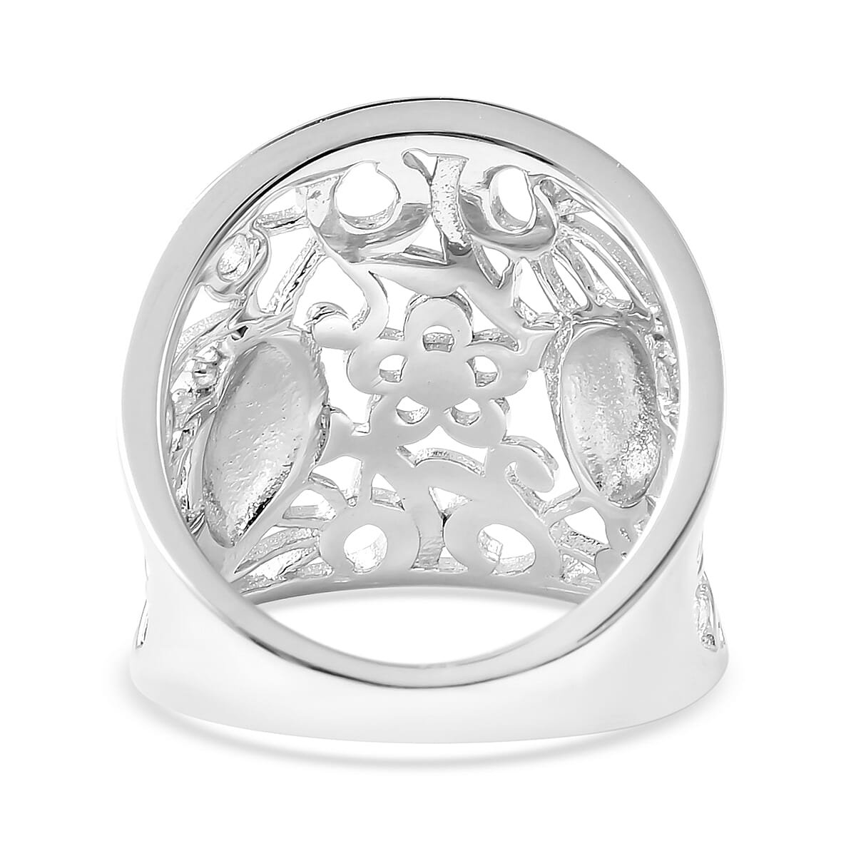 Lucy Q Rhodium Overlay Floral Ring in Sterling Silver